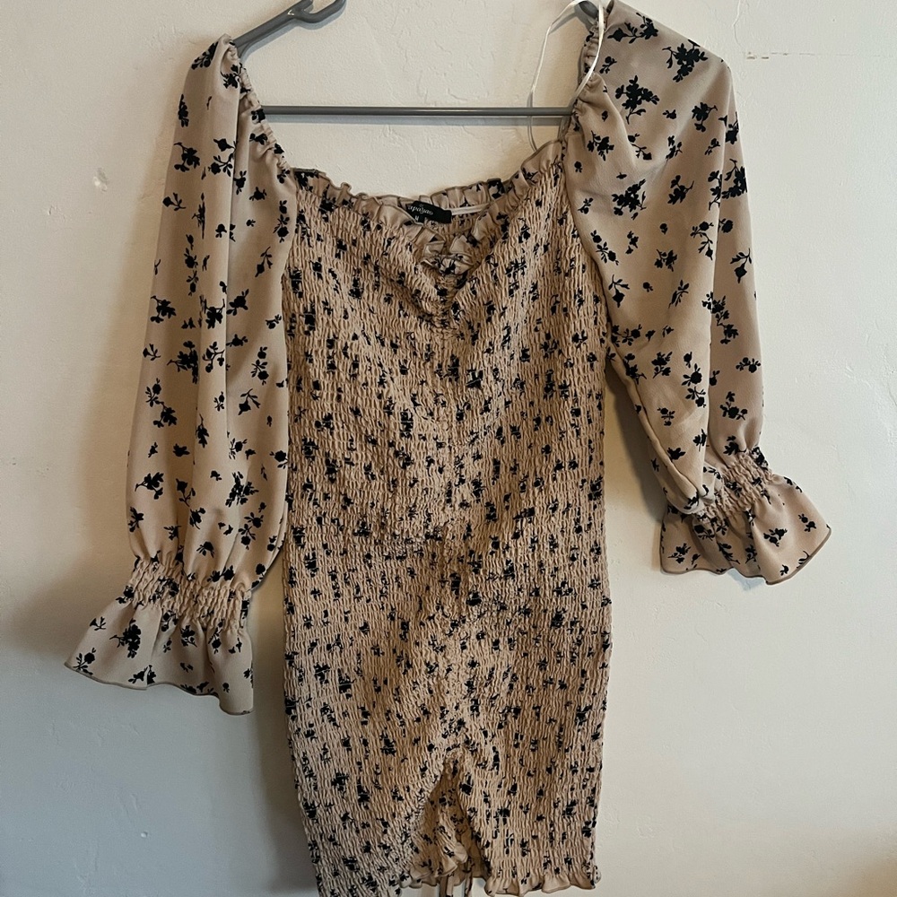 Papaya Black and Cream Smocked Dress